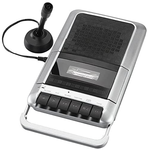 PROSCAN Cassette Player & Recorder with Microphone, Headphone Jack, Aux in, Black