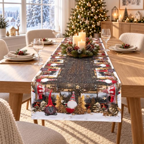 KAMACA Bordslöpare 40 x 140 cm med högkvalitativt tryckmotiv kök matbord blickfångare höst vinter jul (hemlig)