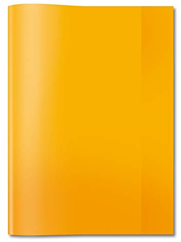 HERMA 19851 Heftumschläge A4 Transparent Orange, 10 Stück, Hefthüllen aus strapazierfähiger & abwischbarer Polypropylen-Folie, durchsichtige Heftschoner Set für Schulhefte, farbig