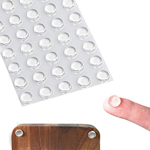 BEADNOVA Wall Bumper 128Pcs Clear Adhesive Pads Rubber Feet Furniture Wall Protectors Clear Bumpers for Cabinets Drawer (Cylindrical, 12x4mm)