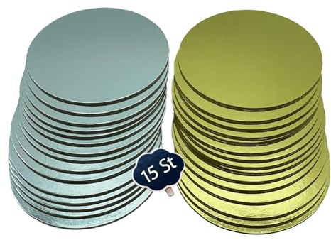 Cake Board, set di basi per torte in oro e argento in cartone, spessore 3 mm, in varie quantità per servire, trasportare e impilare torte e crostate