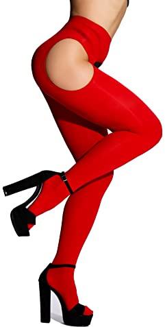 SUREPOCH Suspender Tights for Women Plus Size Garter Belt Red Control Top Pantyhose