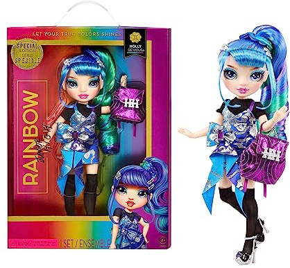 Rainbow High Special Edition - HOLLY DE-VIOUS - 9''/22.86cm Blue and Green Posable Fashion Doll with Accessories and Open/Close Soft Backpack - Great Toy Gift for Kids Ages 4-12