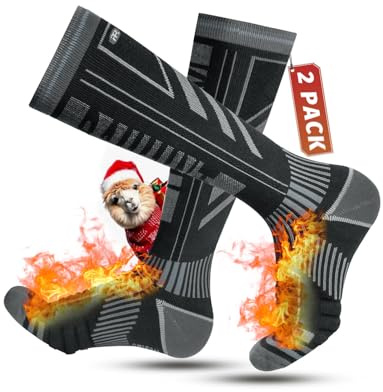 2 Pares Calcetines Esqui Lana Merino Para Hombre, Mujeres Y Jóvenes, Calcetines Altos De Compresión Para Snowboard Calcetines Termicos Frio Extremo Gruesos Hasta La Rodilla Para Clima Frío Talla 35-51