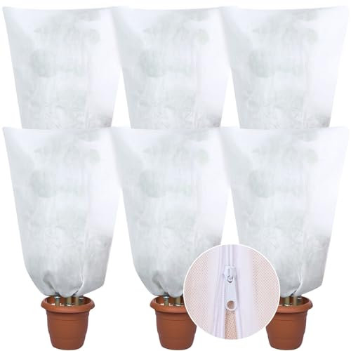 Vergissmeinnicht 6 PCS Winter Plant Frost Protection Covers 80 x 120 cm Garden Frost Cover Bags Winter Drawstring Plant Covers Warm Frost Jacket Cloth for Protecting Fruit Tree Potted Shrub