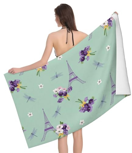 Novastar Toalla de playa de secado rápido – Toallas de microfibra con diseño de torre de libélula para el cuerpo, toallas de baño suaves para baño, toallas de playa personalizadas a prueba de arena