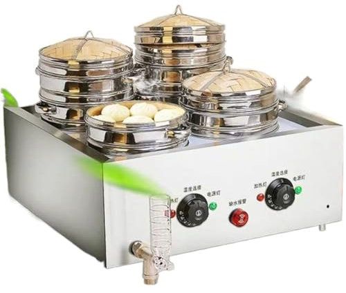 DDZJTPP Vaporera Comercial para Cocinar Panecillos Al Vapor, Vaporera Eléctrica De Cuatro Orificios para Alimentos, Temperatura De 30 a 110 ℃, Alarma De Ebullición En Seco, para El Hogar