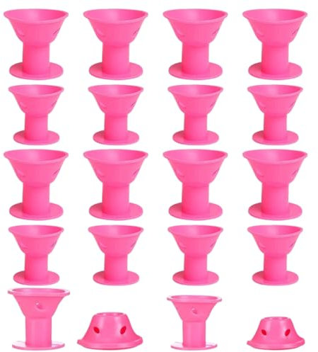 WUSJCOF Lot de 20 bigoudisen Plastique, Curling Wand sans Chaleur pour Cheveux Longs et Courts, Bigoudis Cheveux sans Chaleur Magique pour Femmes et Filles (Rose)