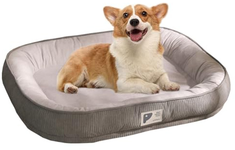 Lit pour Chiens et Chats,Panier pour Chien Dehoussable,Canapé Chien Orthopedique,Coussin pour Chien de Taille Moyenne,Doux et Confortable,Antidérapant et Lavable (Gris,L 60 x l 48 cm)