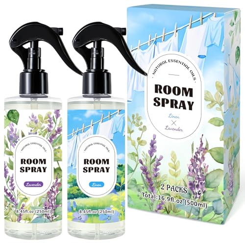 SCENTORINI Spray Ambientador 250ml x2, Aroma de Lino Fresco y Lavanda, Refrescante Natural para Hogar, Telas y Espacios Interiores