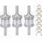 3 Stück Kraftstoff Rückschlagventil, 6mm Aluminium Ladedruckregelventil inkl 6 Stück Federklammern Rücklaufventil für Benzin Wasser Chrom Auto Niederdrucksystem