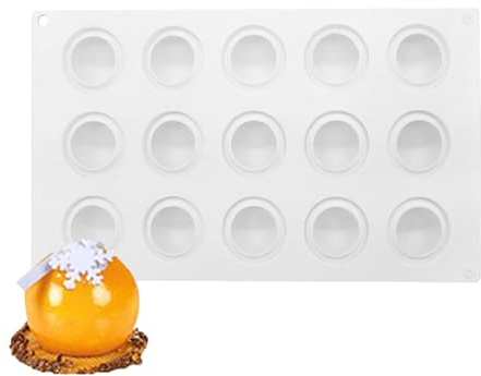 Omnikryp silikonform kula, silikonformer för bakning, 15 hål, kula silikonform, halvcirkel Ø 42 mm, pralineform silikon, för choklad, hantverk, pudding, mousse