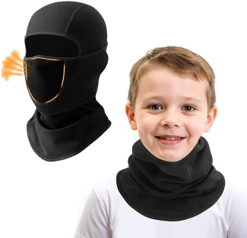 AYPOW Enfants Cagoule d'hiver Thermique avec Trou Respirant pour 4-10Ans, Multifonction Coupe-Vent Masque de Ski Cyclisme, Casquette Bonnet Chapeau avec Cache-Cou Chaude, pour Garçons Filles Plein Air