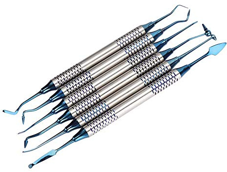 DOUQIFEI Juego de 6 espátulas de llenado de dientes, herramientas de plástico, herramientas de llenado de dientes, herramientas de acero inoxidable para rellenar y dar forma a los dientes