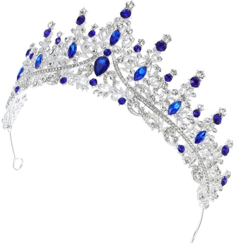 MUSISALY Diadema di Strass Argento e Blu Reale, Corona di Compleanno per Donne e Ragazze, Accessorio per Capelli per Matrimonio, Ballo di Fine Anno e Festa, Tiara Elegante