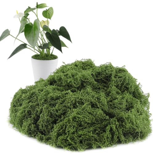 Raroly Artificial Moss – Faux Moss for Crafts, Artificial Fake Dark Green Decorative Moss for Potted Plants, Garden Lawn Crafts Decoration Landscaping Model Making (100g Dark Green)