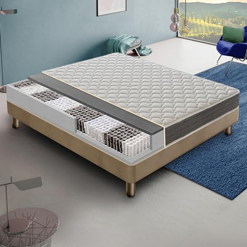 materassi e doghe - Materasso Molle Insacchettate 900 Molle insacchettate 6 Cm Foam Ortopedico Alto 22 cm - zone di portanza differenziata - confortevole ed ortopedico (90x200 cm)