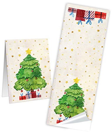 Logbuch-Verlag 25 lange Weihnachtsaufkleber Baum rot grün Namensaufkleber Geschenketiketten für Namen 5 x 15 cm Weihnachten