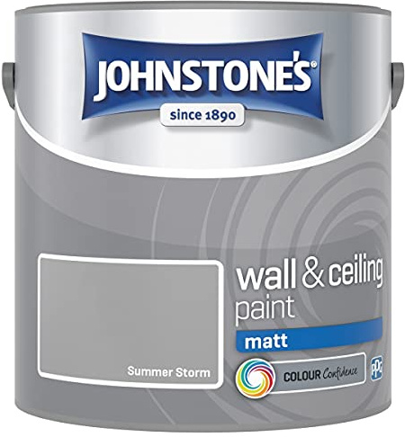 Johnstone's - Wall & Ceiling Paint - Summer Storm - Matt Finish - Emulsion Paint - Fantastic Coverage - Easy to Apply - Dry in 1-2 Hours - 12m2 Coverage per Litre - 5L
