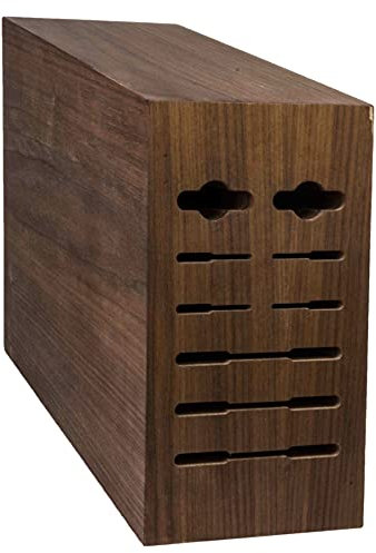 Bloque para cuchillos de madera de nogal con 9 orificios, vacío