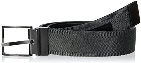 Calvin Klein Herren REV Slim Loop LTH 35MM K50K509650 Gürtel, Schwarz (Black Smooth/Grey Web), 100