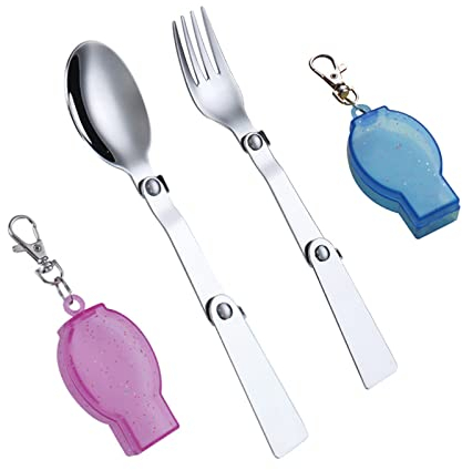 ENLACE Klappgabeln und Löffelset, Faltbares Löffel und Gabelset Edelstahl 304, mit Zwei Kunststoffbehältern für Reisen, Camping, Thermoskannen, Picknick, Andere Outdoor-Aktivitäten