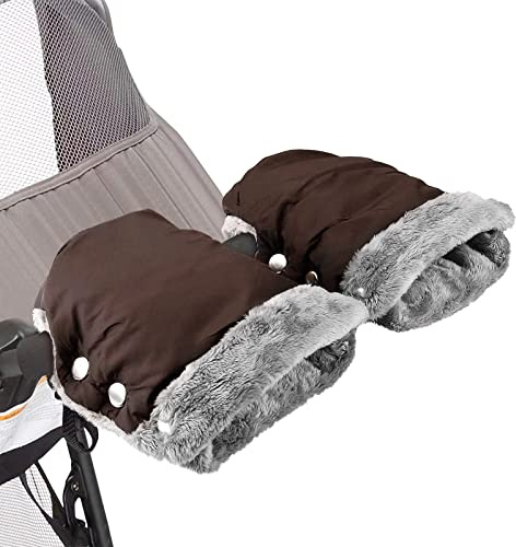 SONARIN Guanti Passeggino,Scaldamani per Passeggino Inverno Proteggimani Passeggino Impermeabile Caldo con Interno in Pile,Manicotto Universale per Passeggini Carrozzine(Marrone)
