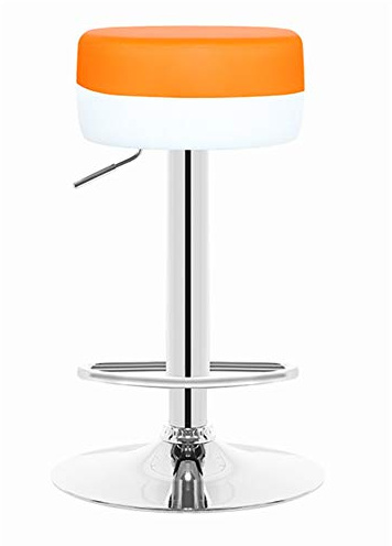 Bar Stool PU Soft Seat Round Built-in Footrest Gas Lift Adjustable Height 360 Degrees Swivel 7 Colors (Color : Black) (Orange)