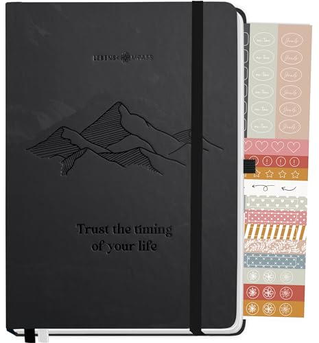LEBENSKOMPASS Bullet Journal Notizbuch Tagebuch A5 PRO ”MOUNTAIN” - Notizbuch A5 gepunkted 5 mm, extra-dickes Papier 120 g/m² FSC® - Journal Buch & Dotted Notebook A5