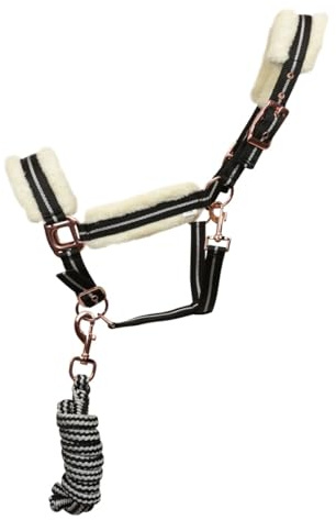 Cavezza Con Longhina Horses Kara In Nylon, Materiali Innovativi, Design Elegante, Dettagli Raffinati per Cavalieri Esigenti (Nero/argento, Cob)