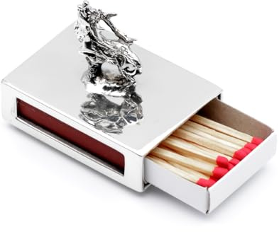 Brillibrum Design Noble Estaño fósforo estuche con figura decorativa Hisch caja de cerillas de metal con cerillas (ciervo tubular, sin grabado)