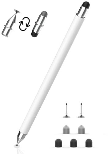 MEKO Stylus Pens for Touch Screens, 3 in 1 Magnetic Replacement Tip Tablet Touch Screen Pen, Universal High Sensitivity Stylus for iPad/Pro/Air/Mini/iPhone/Samsung/Google/Motorola (White)