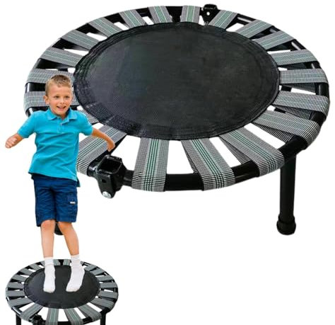 Trampolin – verstellbarer Handlauf, kleines Indoor-Trampolin | faltbares Fitness-Trampolin, leises Trampolin, faltbares Sprungbett mit Tragfähigkeit von 165 lb zum Spielen und Spielen