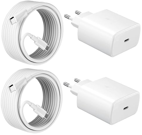 2-Pack 45W USB C-Laddare, Snabbladdare PD 3.0 Strömförsörjning med Laddningskabel USB-C Snabbladdningskabel 2 m för Samsung Galaxy S25/S24/S23/S22/S21 Ultra/S20FE/A55 A54 A53 A52 A51 A50 A34 A15