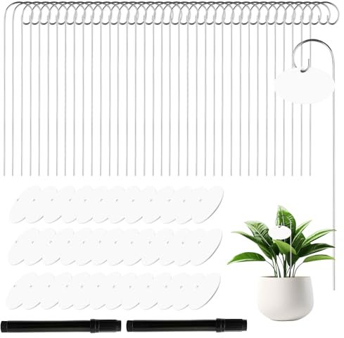 QINGYIWL 36 Pezzi Etichette per Piante, Impermeabili Cartellini per Piante con Asta Metallica da 20 cm, Etichette per Piante Riutilizzabili per Vasi, Giardini, Serre, Esterni