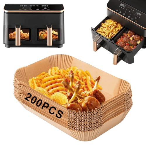 Feelhap 200 piezas Papel Freidora Aire para COSORI Dual Zone Air Fryer 8,5 L, Papel Horno para Freidora para COSORI CAF-R901-AEN, Moldes Air Fryer para Freidora de Aire Caliente
