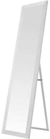 Nyana Espejo de Pie Cuerpo Entero Nórdico 157x37 cm Home | Espejo de Pie o de Pared | Marco MDF | Blanco/Beige/Gris | Estilo Escandinavo para Dormitorio o Vestidor (Blanco)