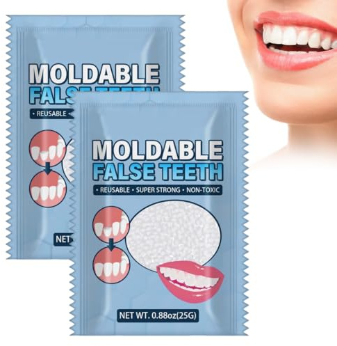 EIHI 2 Pezzi Cemento per denti Riempimento Temporaneo Dente,Dentiera provvisoria, Kit Otturazione Denti, Denti Finti Modellabili per Il Fissaggio, Riempimento del Dente Rotto Mancante,25g