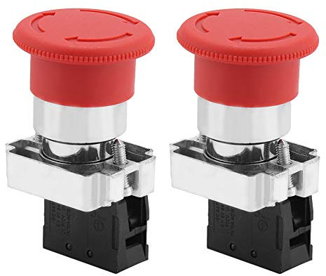 2 Piezas Interruptores de Emergencia Para Señal Roja, Interruptor de Botón de Parada de Emergencia 22mm XB5