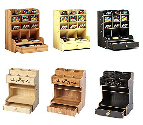 TopHomer Multifunktionaler Schreibtisch-Organizer mit Schubladen zur Aufbewahrung von Stiften oder Bürobedarf (A-Braun)