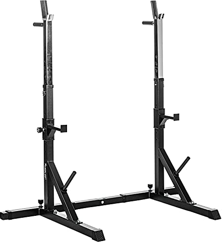 MOVIT® Squat Rack BASIC mit Dip-Station, Höhe und Breite verstellbar, Langhantel-Ablage Hantel-Ständer Heim-Trainingsgerät Home-Gym, schwarz