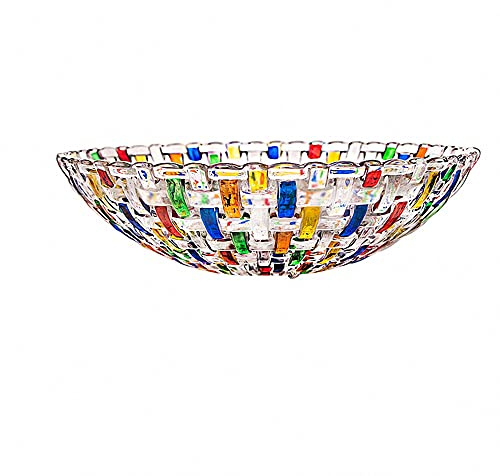 MAGCOLOR Hand Painted Colorful Woven Glass Crystal Salad & Fruit Bowl Decoration,Centerpiece For Home,Office,Wedding Decor, Fruit, Snack, Dessert, Server