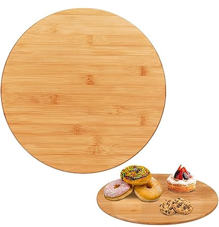 Relaxdays Piatto Girevole, 360° Gradi, Tagliere Rotondo, Base per Torte, Porta Spezie in bambù, Diametro 40 cm, Marrone