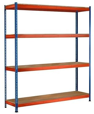 Oswald Transportgeräte Schwerlastregal Weitspannregal mit 4 Ebenen - Höhe 2,44 m, Breite 1,54 m (1 Regalfeld), Tiefe 620 mm