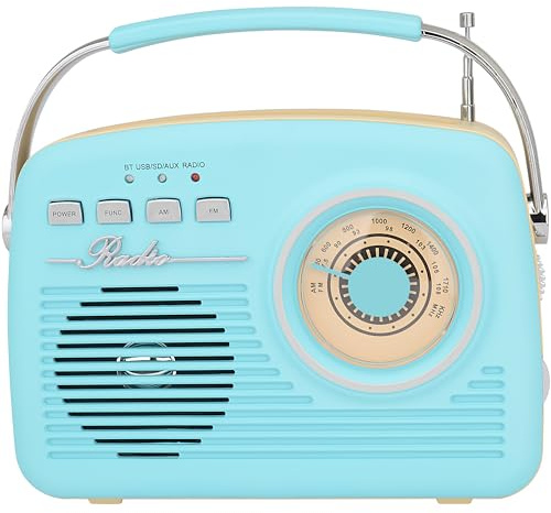 Supersonic SC-1201BT Retro Portable Bluetooth Speaker with Vintage Vibes, AM/FM Radio, USB/SD Card/AUX Inputs, in a Cute Old Fashion Style for Kitchen Desk Bedroom Decor Aesthetic Gift for Friend