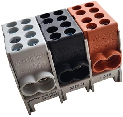 Hauptleitungs Abzweigklemme 3 polig für Hutschiene - VDE GEPRÜFT & MADE IN GERMANY - Strom Verteiler Klemmstein HLAZK3