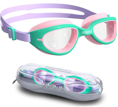 COPOZZ Kids Swim Goggles | Anti-Fog & HD | Comfy 3D Fit | Durable Unisex-Child Swimming Goggles for Boys & Girls Ages 3-14