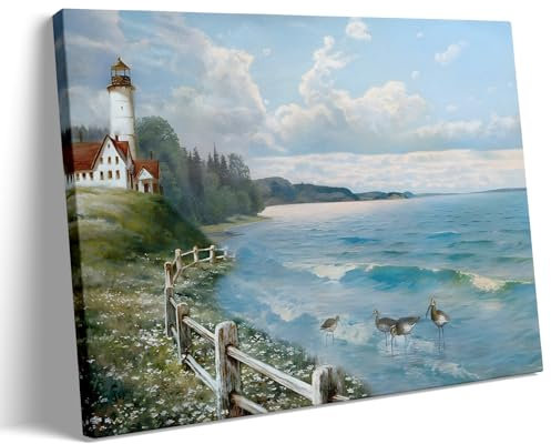 Sea Canvas Pictures for Bedroom Walls - Blue Painting Wall Art Seascape Prints Landscape 0308