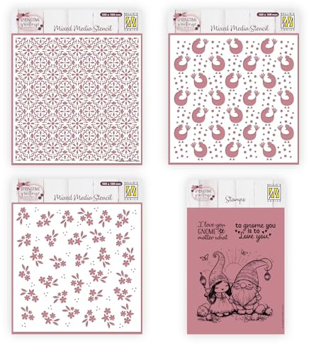 Nellie’s Choice Schabloner och Stämplar för Våren och Påsk – 6 Återanvändbara Stencils och Silikonstämplar för Pyssel, Pappershantverk, Scrapbooking, Stämpling, Korttillverkning och Pappersarbete