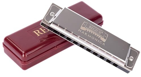 REGIUX Harmonica Key of C, 10 Holes Diatonic, Rich Tone, Durable Design with Protective Case, Blues Harmonica for Adluts, Advanced Players, Beginners and Students